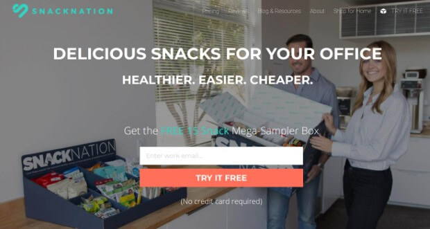 3 snack nation - OptinMonster snacknation has stellar above the fold content