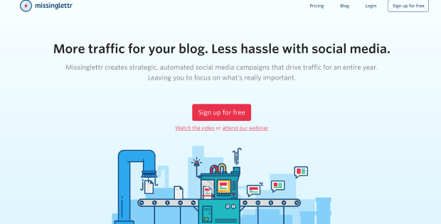 4 missinglettr - OptinMonster above the fold design example - missinglettr