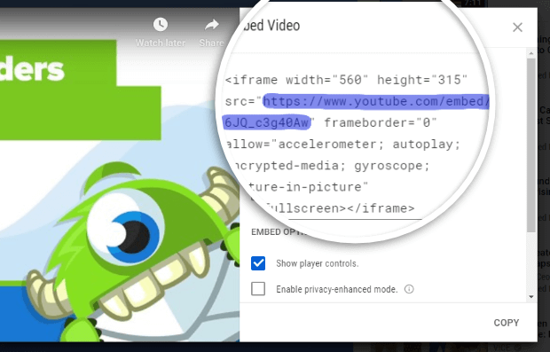 copy-url-for-video-popup - OptinMonster copy just the embed url for your video popup