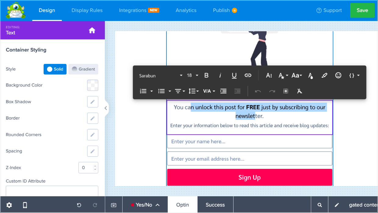 editing-optinmonster-content-locking-campaign - OptinMonster Editing a content locking campaign in OptinMonster