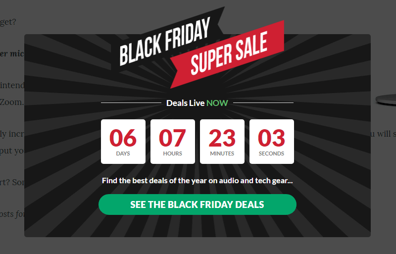 Podcast Insights used OptinMonsters Black Friday theme to capture abandoning visitors - OptinMonster Podcast Insights used OptinMonsters Black Friday theme to capture abandoning visitors